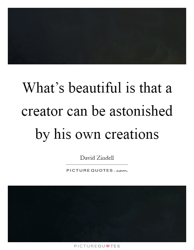 What's beautiful is that a creator can be astonished by his own creations Picture Quote #1