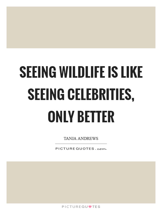 Seeing wildlife is like seeing celebrities, only better Picture Quote #1