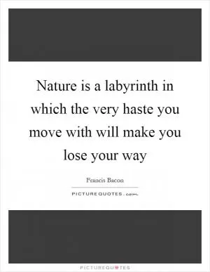 Nature is a labyrinth in which the very haste you move with will make you lose your way Picture Quote #1
