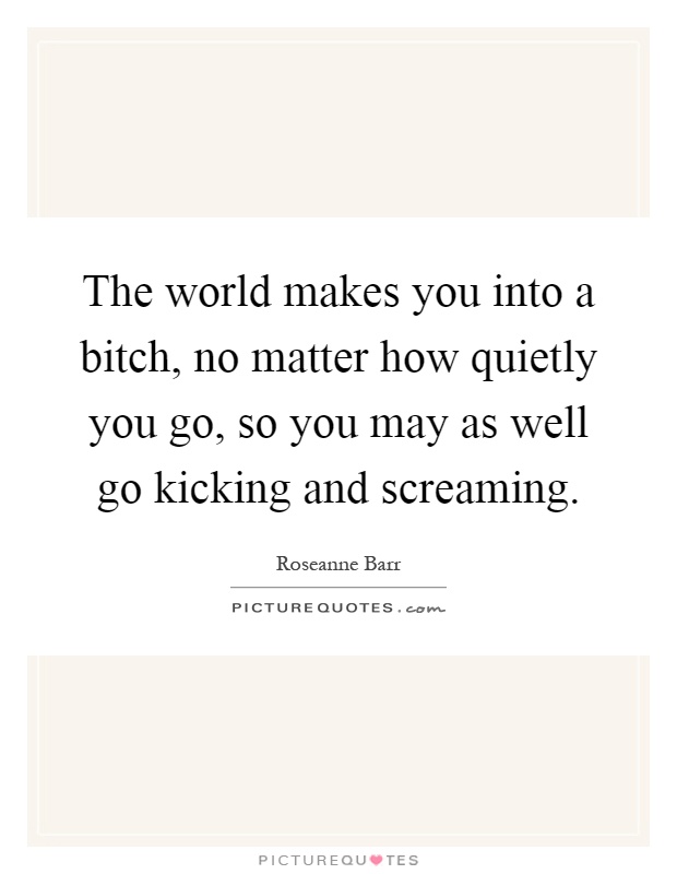 The world makes you into a bitch, no matter how quietly you go, so you may as well go kicking and screaming Picture Quote #1