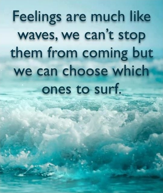 Feelings are much like waves, we can't stop them from coming but we can choose which ones to surf Picture Quote #1