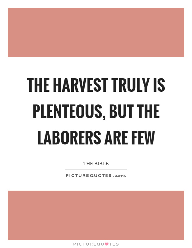 The harvest truly is plenteous, but the laborers are few Picture Quote #1