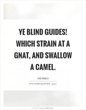 Ye blind guides! Which strain at a gnat, and swallow a camel Picture Quote #1