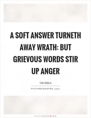 A soft answer turneth away wrath: but grievous words stir up anger Picture Quote #1