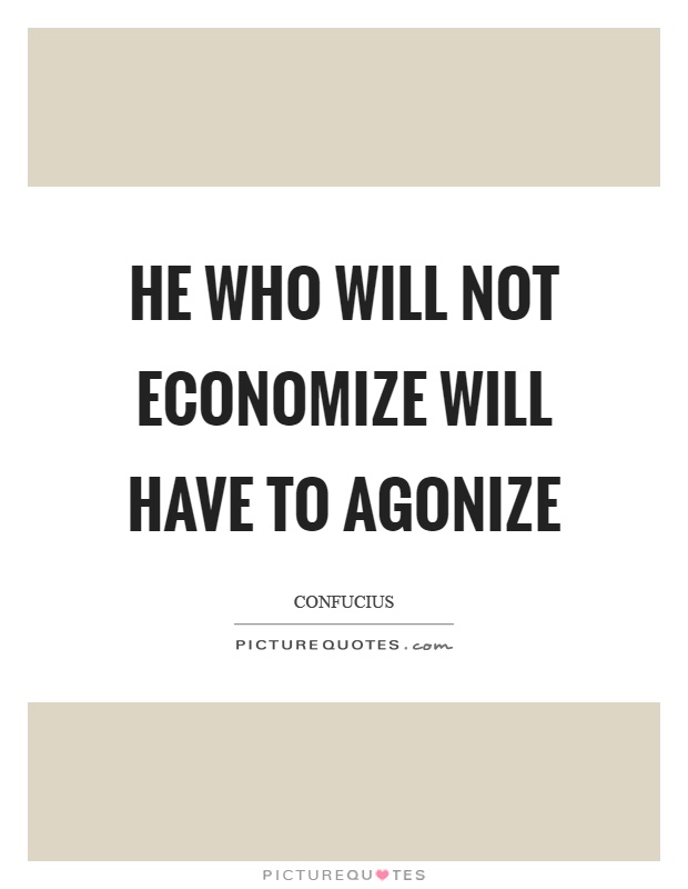 He who will not economize will have to agonize Picture Quote #1