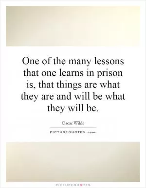 One of the many lessons that one learns in prison is, that things are what they are and will be what they will be Picture Quote #1