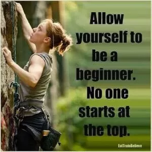 Allow yourself to be a beginner. No one starts at the top Picture Quote #1