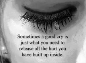 Sometimes a good cry is just what you need to release all the hurt you have built up inside Picture Quote #1