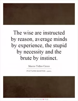 The wise are instructed by reason, average minds by experience, the stupid by necessity and the brute by instinct Picture Quote #1