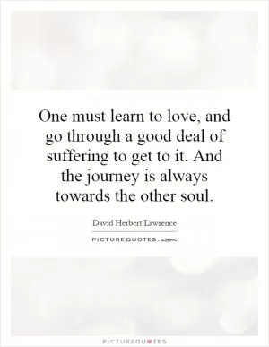 One must learn to love, and go through a good deal of suffering to get to it. And the journey is always towards the other soul Picture Quote #1