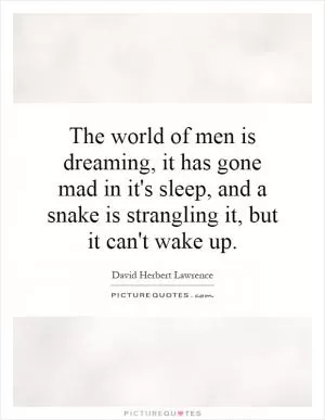 The world of men is dreaming, it has gone mad in it's sleep, and a snake is strangling it, but it can't wake up Picture Quote #1