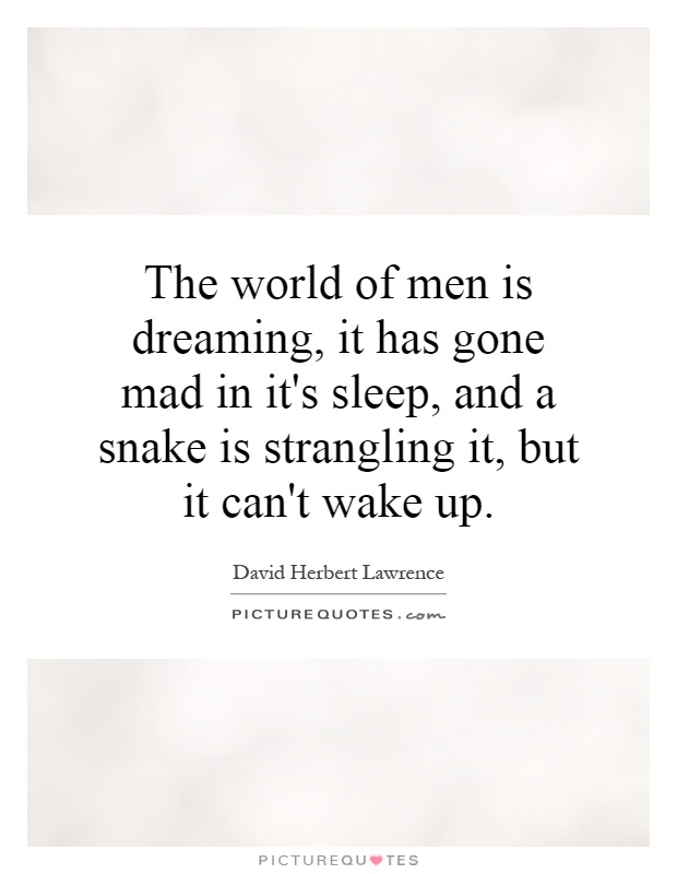 The world of men is dreaming, it has gone mad in it's sleep, and a snake is strangling it, but it can't wake up Picture Quote #1