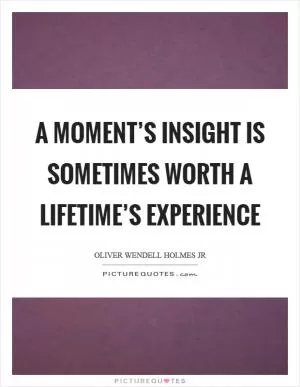 A moment’s insight is sometimes worth a lifetime’s experience Picture Quote #1
