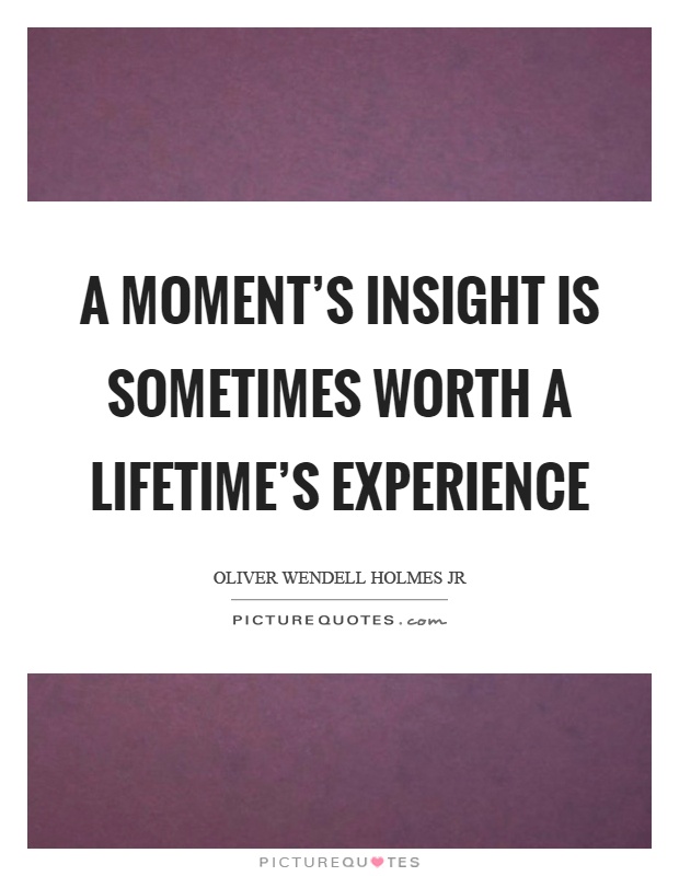 A moment's insight is sometimes worth a lifetime's experience Picture Quote #1