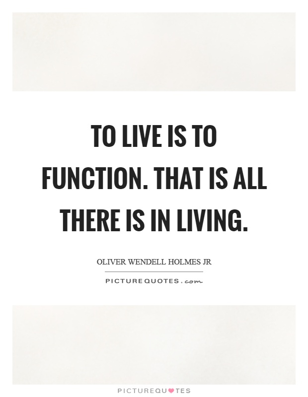 To live is to function. That is all there is in living Picture Quote #1