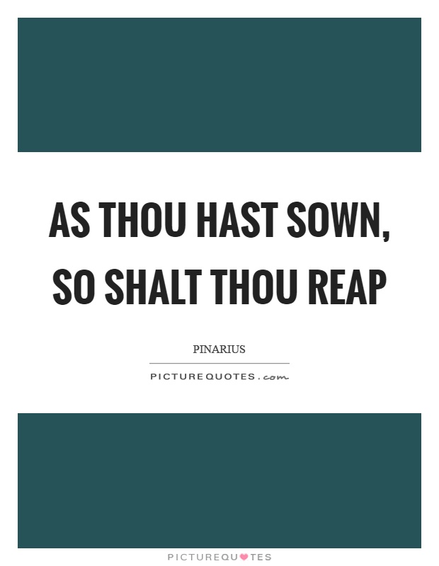 As thou hast sown, so shalt thou reap Picture Quote #1