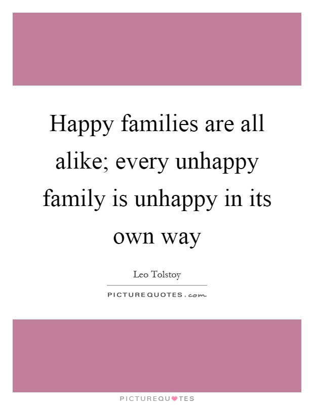 Happy families are all alike; every unhappy family is unhappy in its own way Picture Quote #1