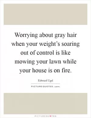 Worrying about gray hair when your weight’s soaring out of control is like mowing your lawn while your house is on fire Picture Quote #1