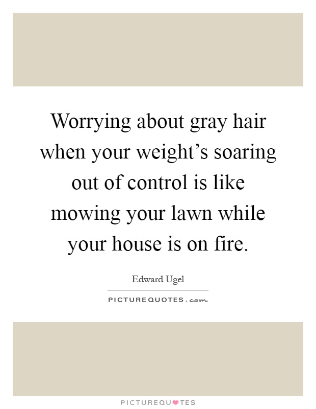 Worrying about gray hair when your weight's soaring out of control is like mowing your lawn while your house is on fire Picture Quote #1