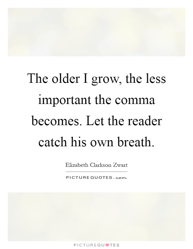 The older I grow, the less important the comma becomes. Let the reader catch his own breath Picture Quote #1