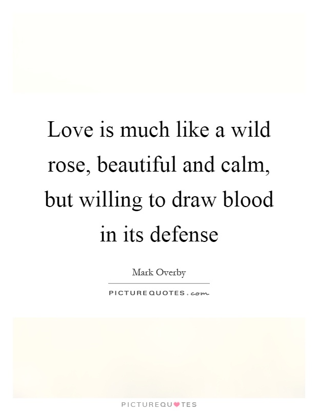 Love is much like a wild rose, beautiful and calm, but willing to draw blood in its defense Picture Quote #1