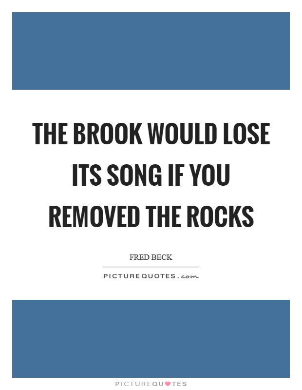 The brook would lose its song if you removed the rocks Picture Quote #1