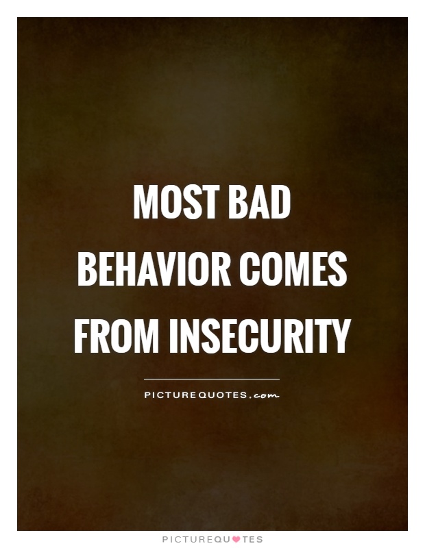 Most bad behavior comes from insecurity Picture Quote #1