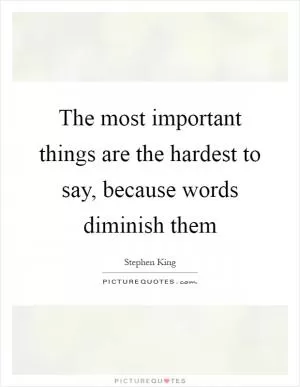 The most important things are the hardest to say, because words diminish them Picture Quote #1