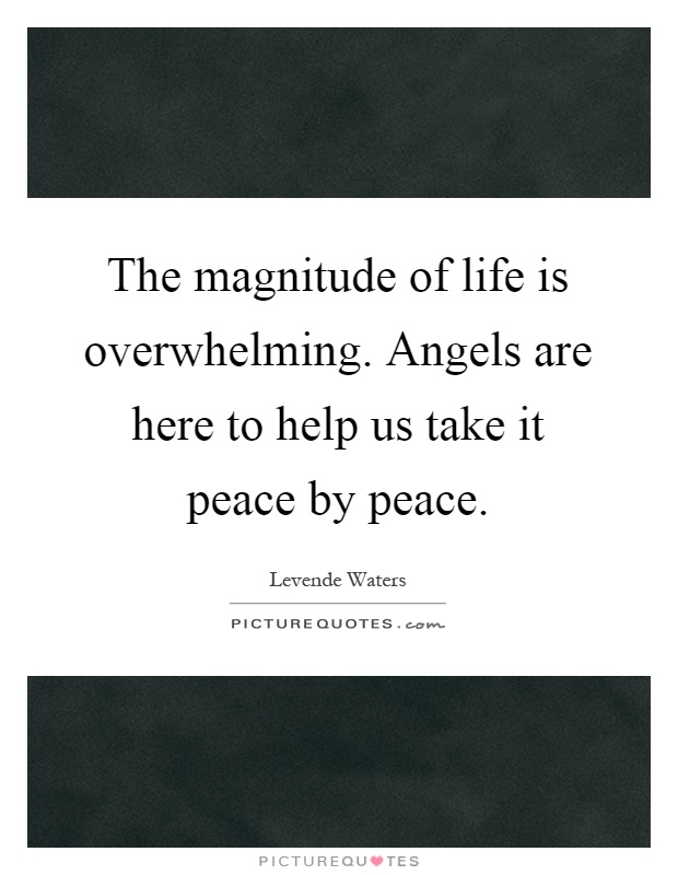 The magnitude of life is overwhelming. Angels are here to help us take it peace by peace Picture Quote #1