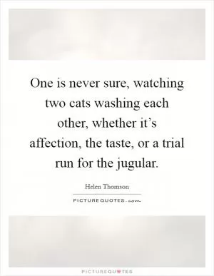 One is never sure, watching two cats washing each other, whether it’s affection, the taste, or a trial run for the jugular Picture Quote #1