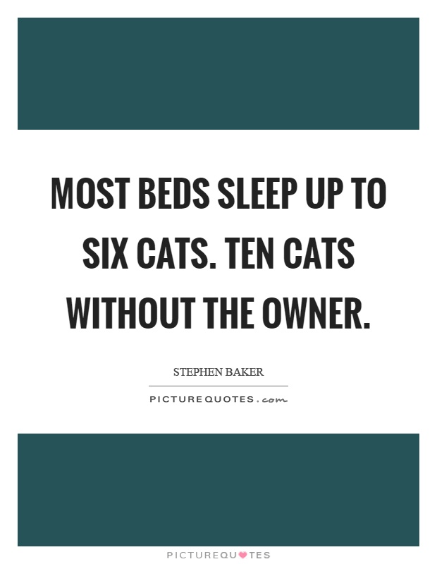 Most beds sleep up to six cats. Ten cats without the owner Picture Quote #1