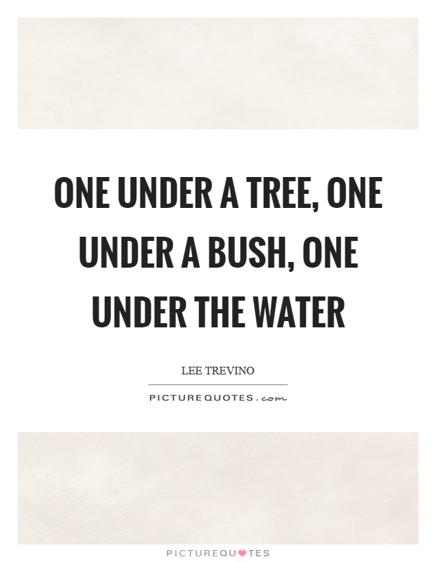 One under a tree, one under a bush, one under the water Picture Quote #1