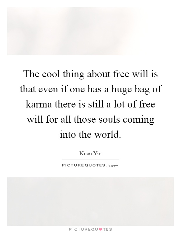 The cool thing about free will is that even if one has a huge bag of karma there is still a lot of free will for all those souls coming into the world Picture Quote #1