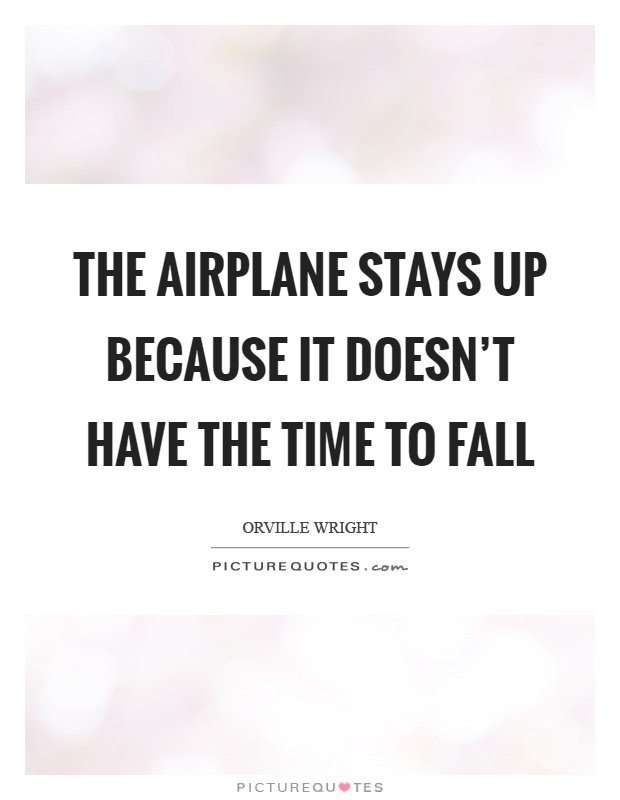 The airplane stays up because it doesn't have the time to fall Picture Quote #1