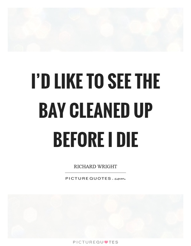 I'd like to see the bay cleaned up before I die Picture Quote #1