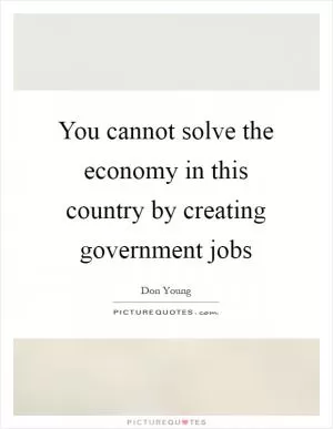 You cannot solve the economy in this country by creating government jobs Picture Quote #1