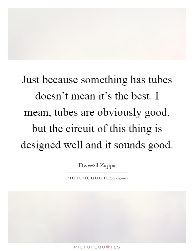 Just because something has tubes doesn't mean it's the best. I mean, tubes are obviously good, but the circuit of this thing is designed well and it sounds good Picture Quote #1