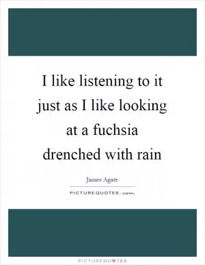 I like listening to it just as I like looking at a fuchsia drenched with rain Picture Quote #1