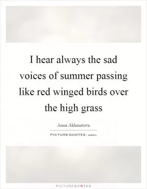 I hear always the sad voices of summer passing like red winged birds over the high grass Picture Quote #1