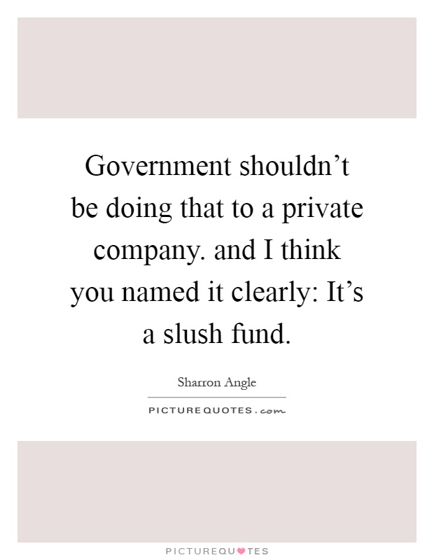 Government shouldn't be doing that to a private company. and I think you named it clearly: It's a slush fund Picture Quote #1