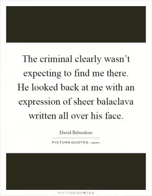 The criminal clearly wasn’t expecting to find me there. He looked back at me with an expression of sheer balaclava written all over his face Picture Quote #1