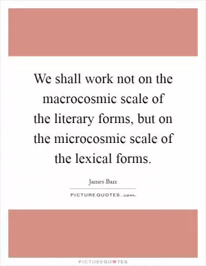 We shall work not on the macrocosmic scale of the literary forms, but on the microcosmic scale of the lexical forms Picture Quote #1