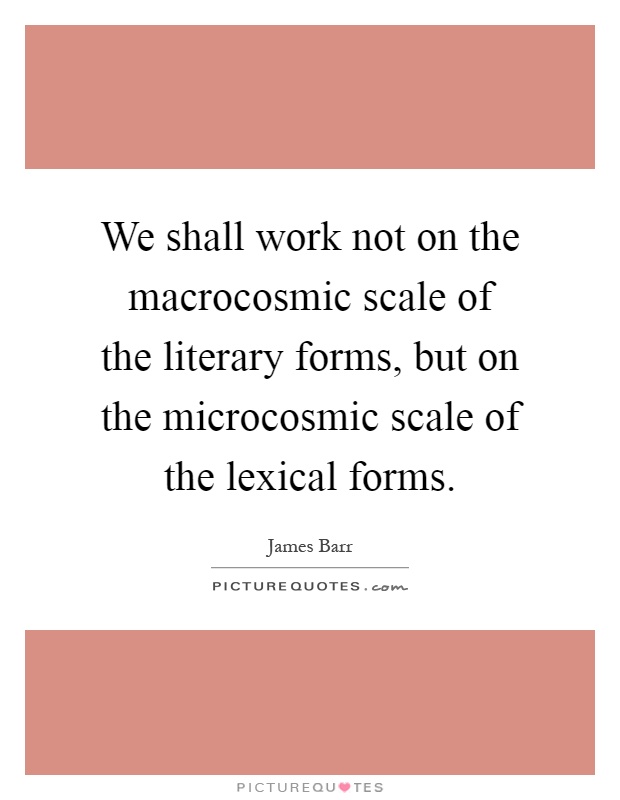 We shall work not on the macrocosmic scale of the literary forms, but on the microcosmic scale of the lexical forms Picture Quote #1
