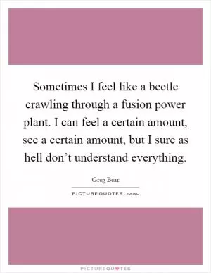 Sometimes I feel like a beetle crawling through a fusion power plant. I can feel a certain amount, see a certain amount, but I sure as hell don’t understand everything Picture Quote #1