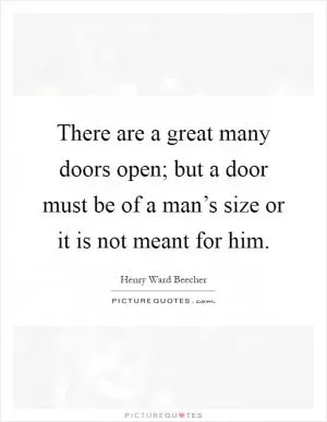 There are a great many doors open; but a door must be of a man’s size or it is not meant for him Picture Quote #1