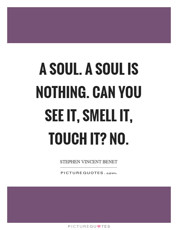A soul. A soul is nothing. Can you see it, smell it, touch it? No Picture Quote #1