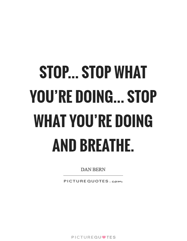 Stop... Stop what you're doing... Stop what you're doing and breathe Picture Quote #1