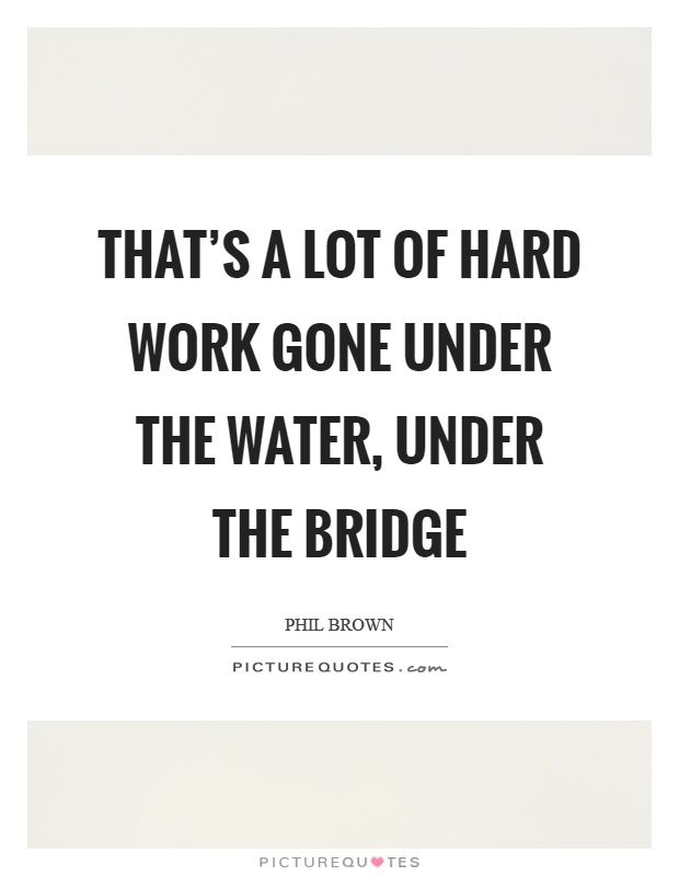 That's a lot of hard work gone under the water, under the bridge Picture Quote #1