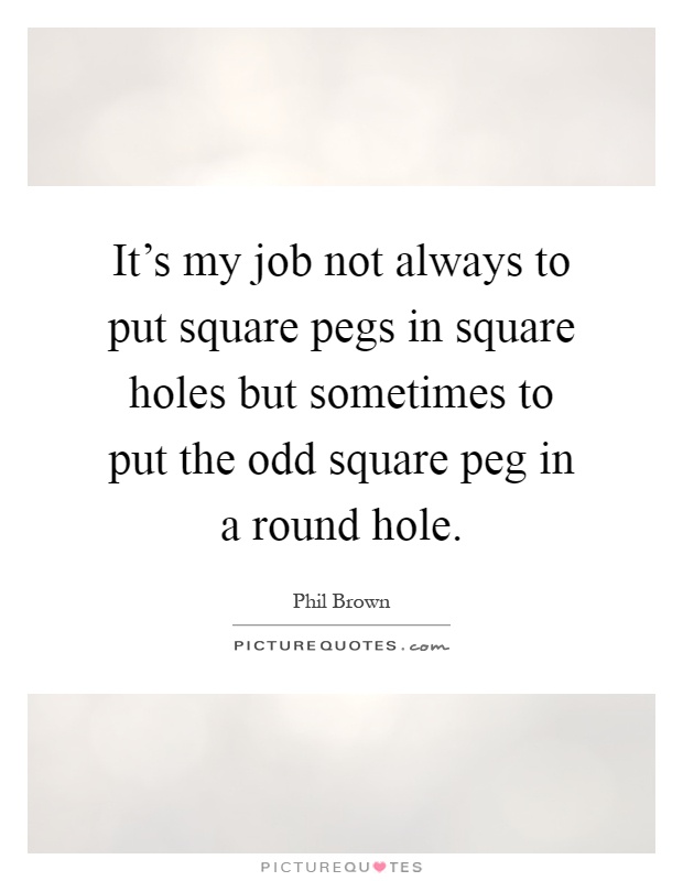 It's my job not always to put square pegs in square holes but sometimes to put the odd square peg in a round hole Picture Quote #1