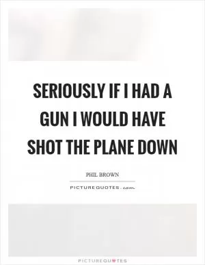 Seriously if I had a gun I would have shot the plane down Picture Quote #1